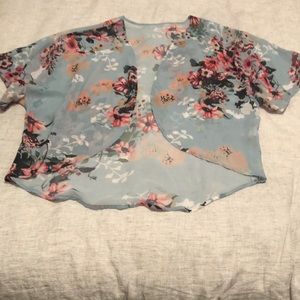 Turquoise flowered kimono